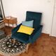 Armchair  50/60 years, duck blue velvet restored