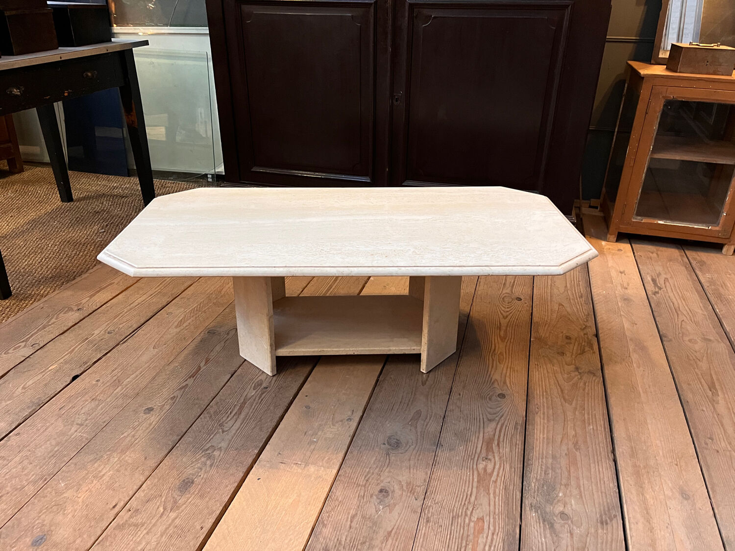 Travertine coffee table