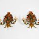 A pair of beautiful 1960s hand-painted and gilded metal wall lamps by Hans