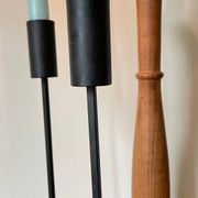 Bougeoirs teck et acier vintage