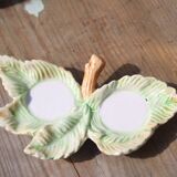 Salt & pepper set in slip – artichokes on leaf tray