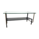 Modernist coffee table in metal tubular base and glass top 1950
