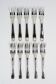 10 Christofle Alfénide Saigon model dessert forks in silver-plated metal.
