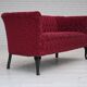 1950s, Danish 2-seater sofa, cherry-red furniture velour.