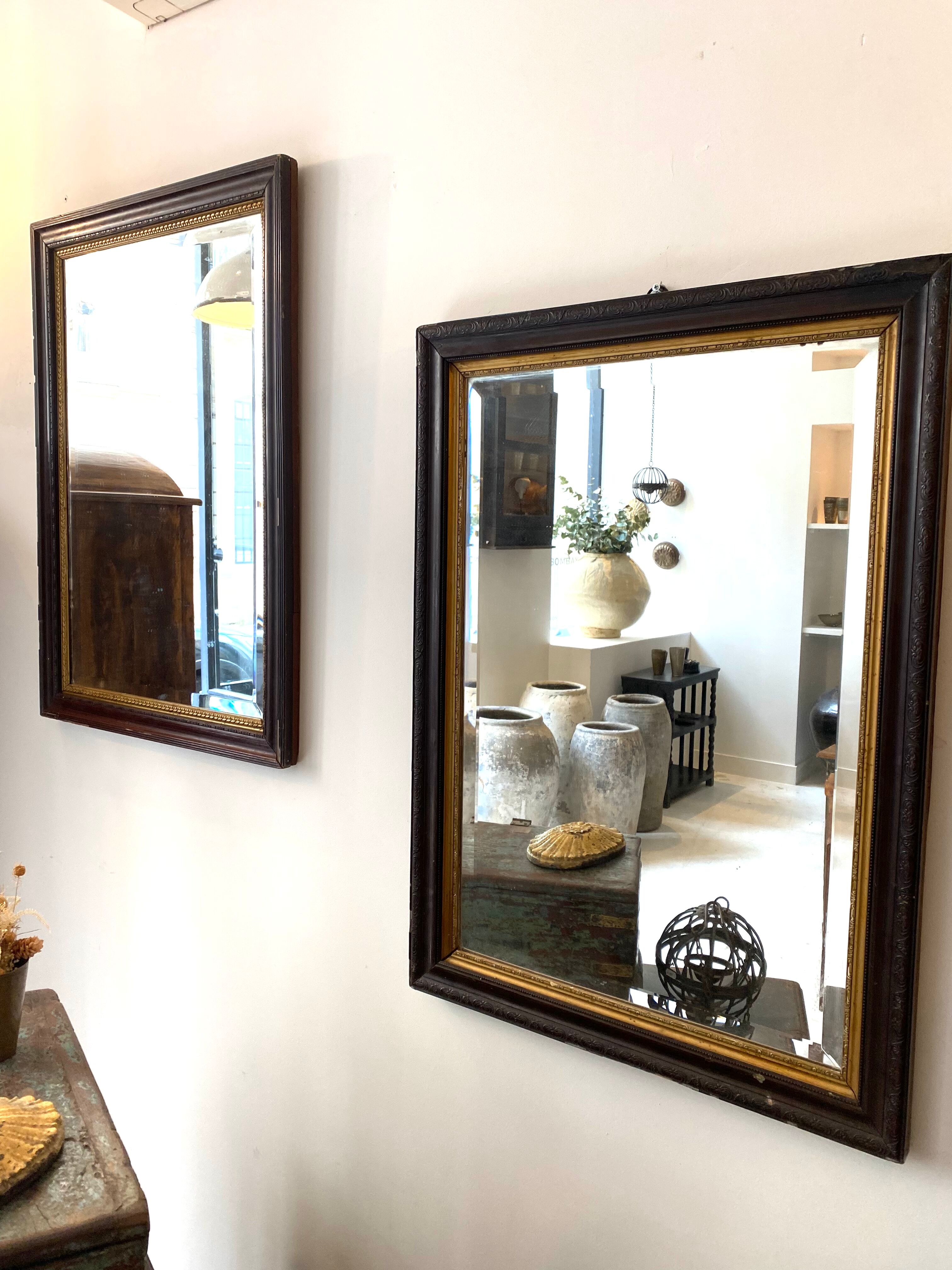 Black lacquered stucco mirror