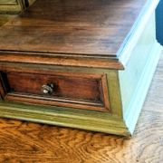 Antique bevelled mirror Farrow and Ball "Green Bancha"