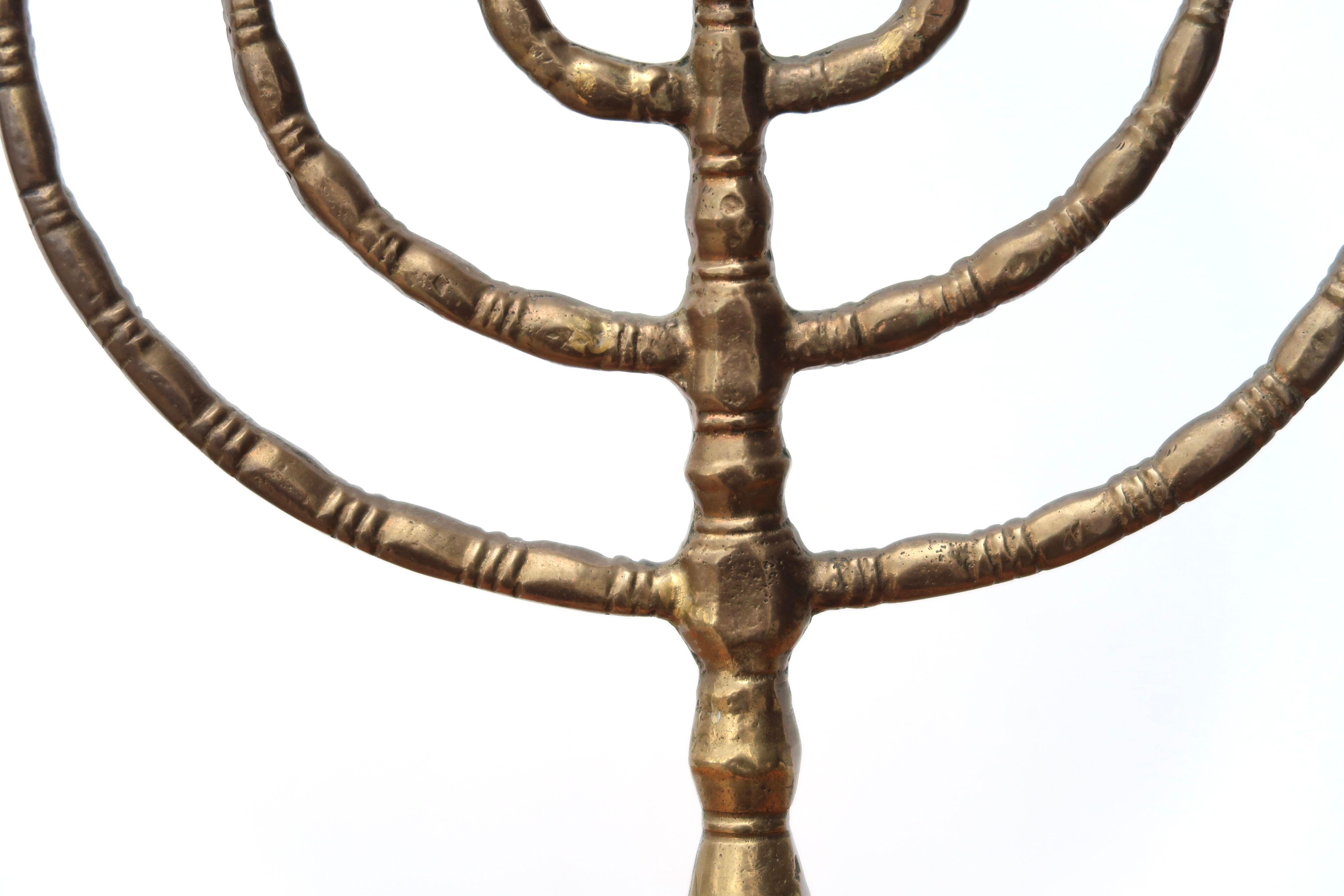 Menorah candle holder in brass or bronze, 60s