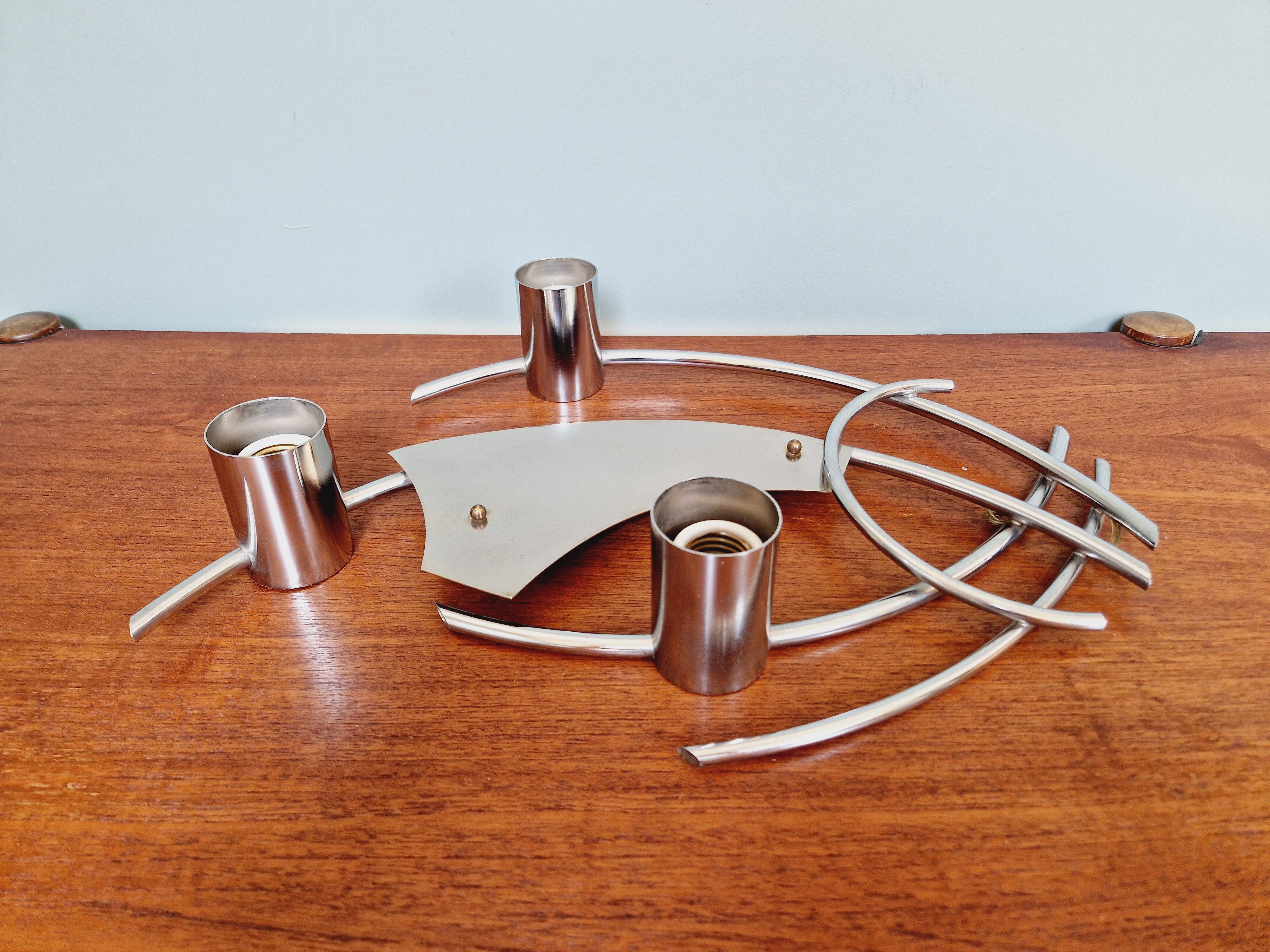 Large chrome metal wall lamp, 1970s