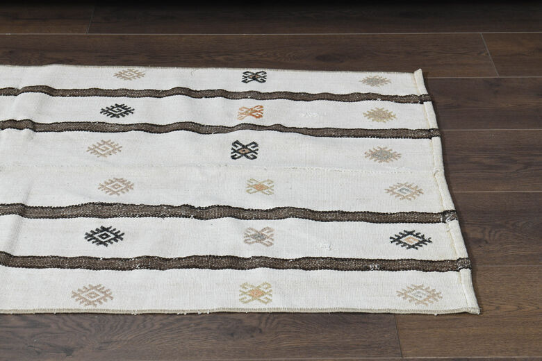 Flat vintage kilim hallway rug