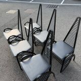 6 curved wooden chairs, Sibau Italy circa 1970