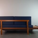 Norwegian daybed sofa in teak and blue fabric "svanette" by Ingma Relling, 1960s