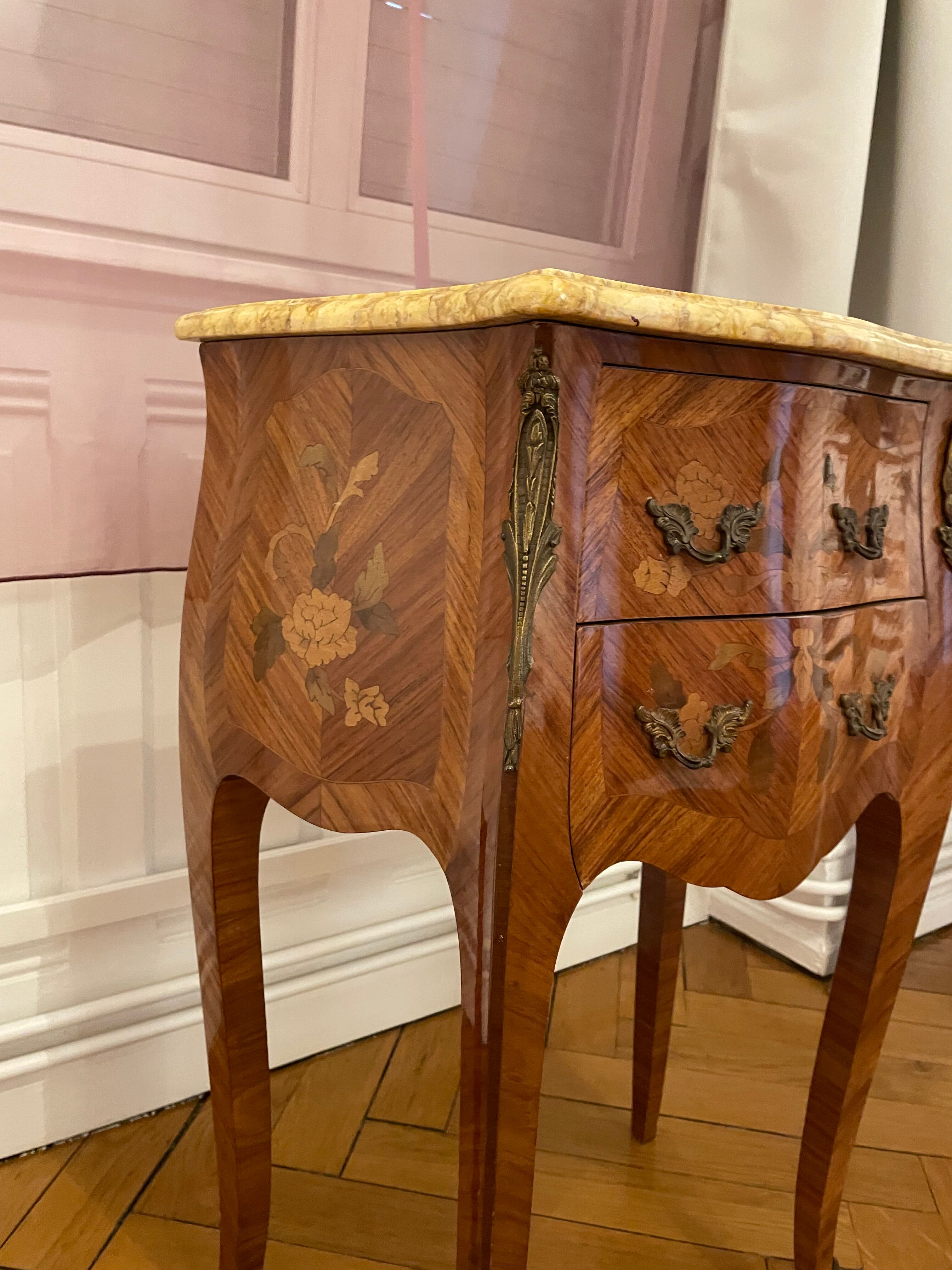 Louis XVI bedside table marquetry