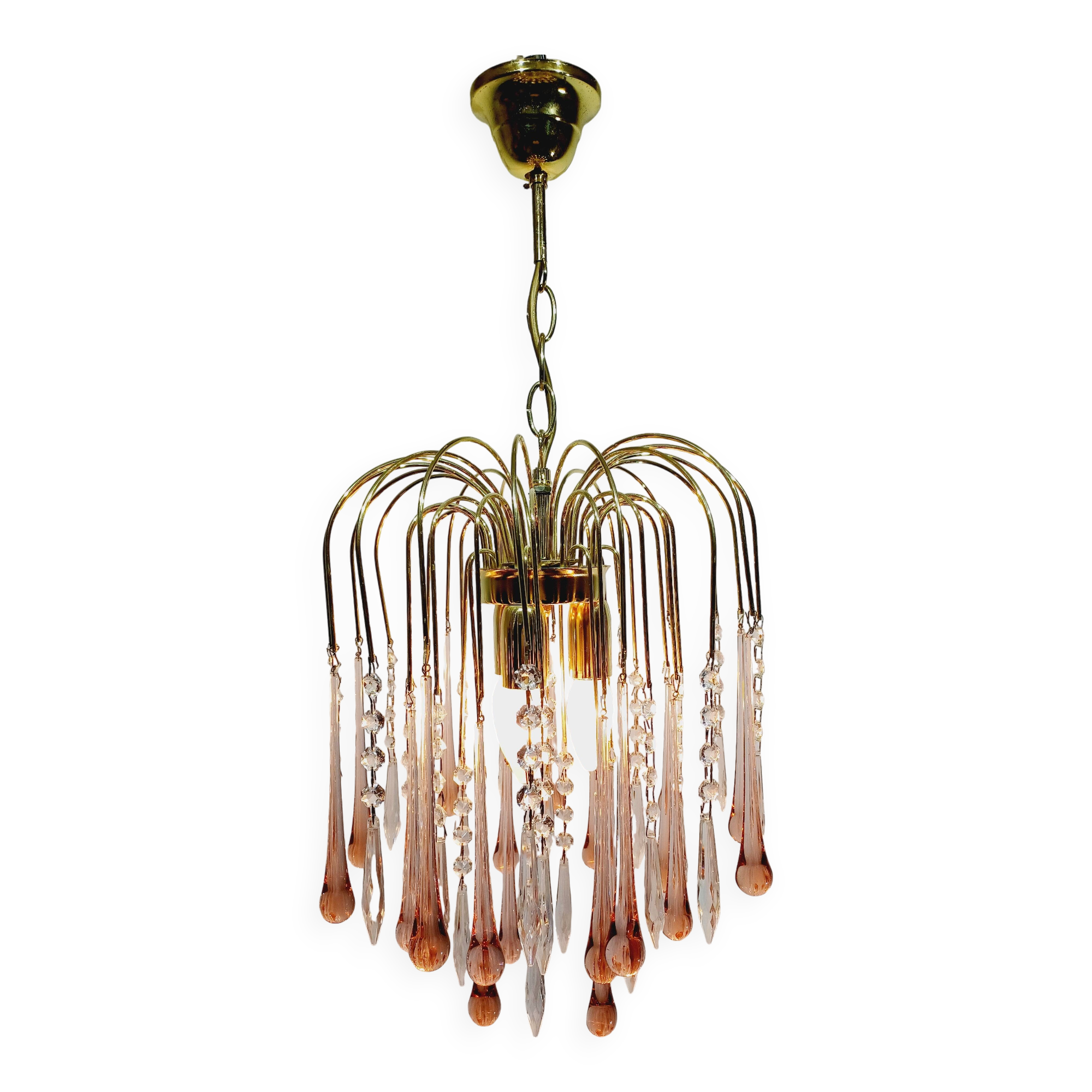 Murano chandelier pink crystal drops