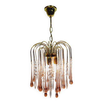 Lustre murano gouttes en cristal rose