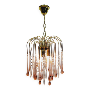 Lustre murano gouttes en cristal rose