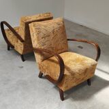 Pair of Art Deco H410 Type C armchairs by Jindrich Halabala for UP Zavody