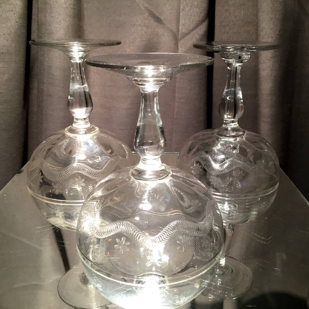 Set of 3 vierzon crystal glasses emma model 1930 1940
