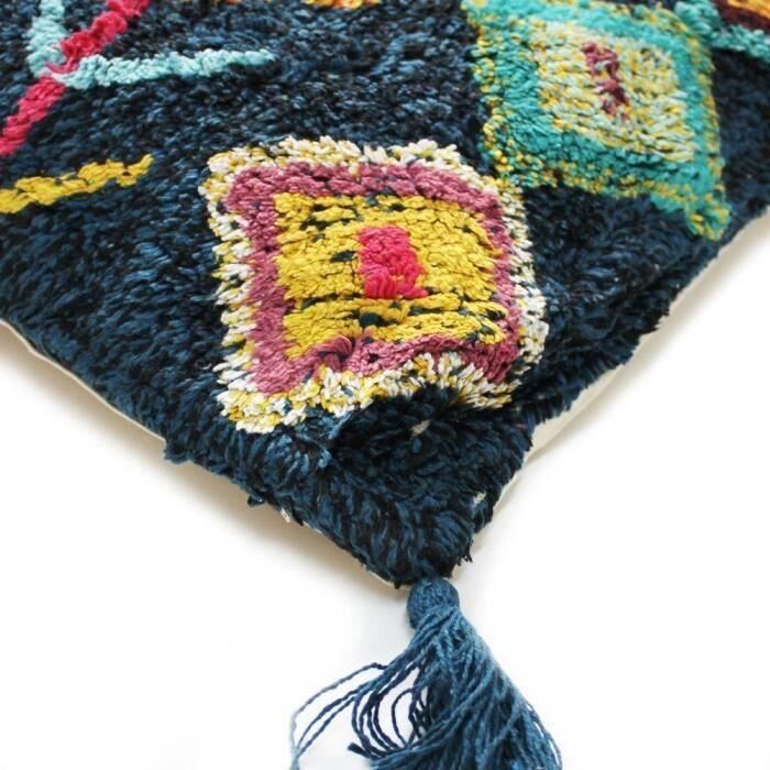 Berber style Azilal midnight blue cushion