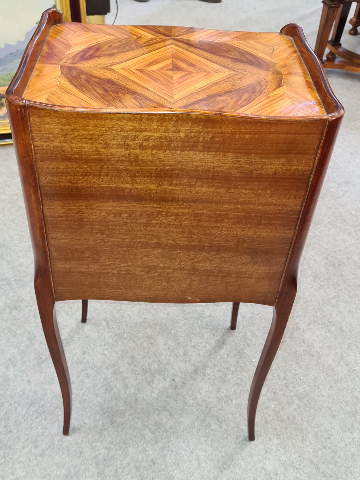 19th century marquetry and leather bedside, 19th century