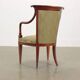Vintage armchair in fabric and wood with armrests, design Italy 1950s-1960s