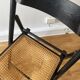Set of 4 folding chairs in canning and black wood 60s