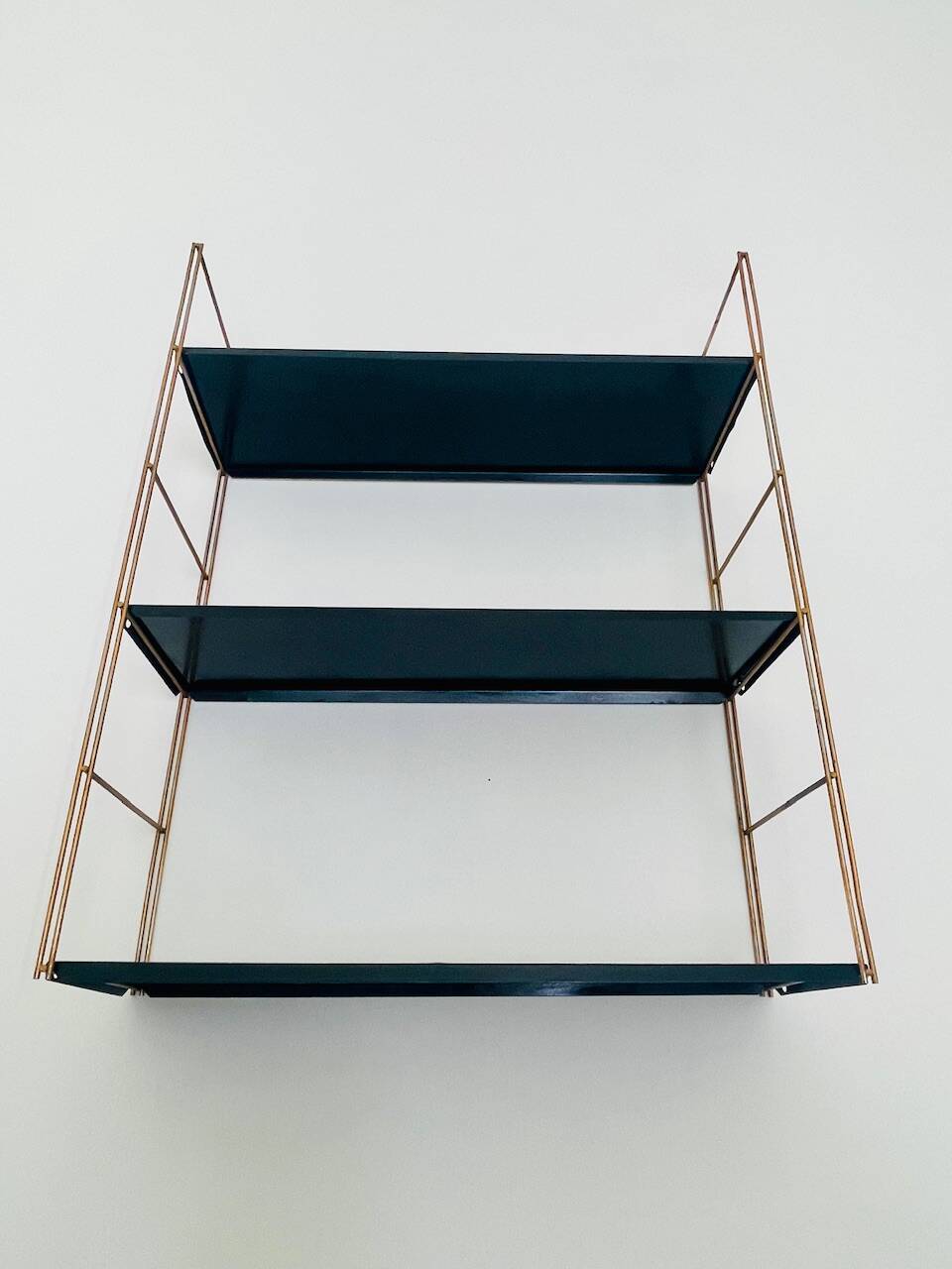Modular vintage wall shelf, metal and brass circa 1960s