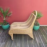 Bamboo and rattan lounge chair