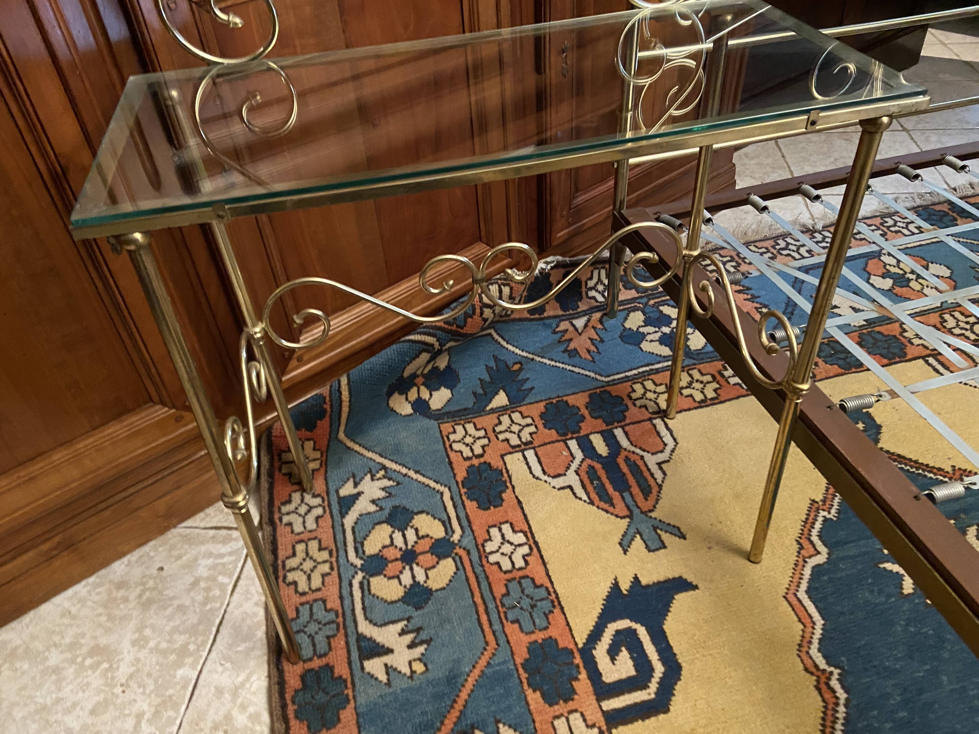 One person romantic bed with bedside table brass bedroom chair