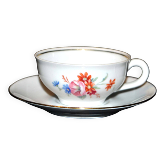 CPN, Tasse fleurie en porcelaine vintage - Porcelaine de Luxe La Compagnie Nationale de Porcelaine