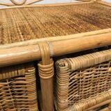 Dresser vintage Wicker/rattan and bamboo 2 large and 2 small drawers