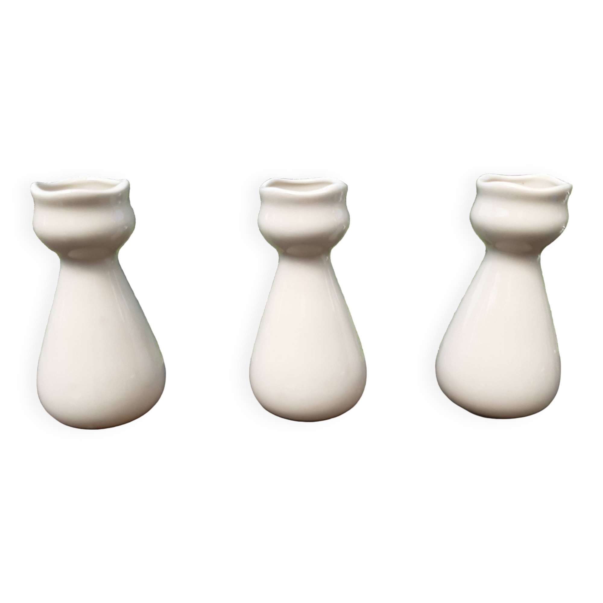 Set of 3 earthenware vases from Villenauxe