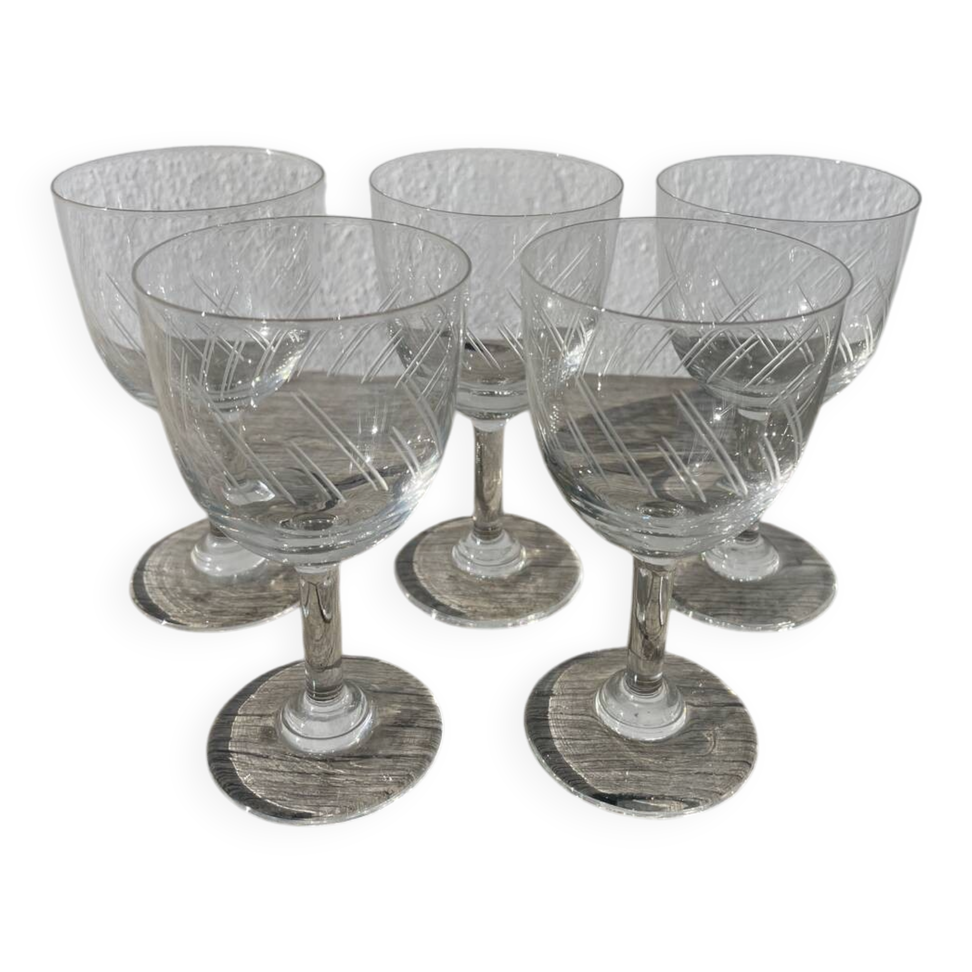5 cut crystal stemmed glasses