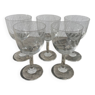 5 cut crystal stemmed glasses