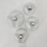Set of 4 Peil & Putzler Wave milk glass Wall lamp , 1970s
