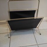 Magazine holder patinated golden metal skaï black