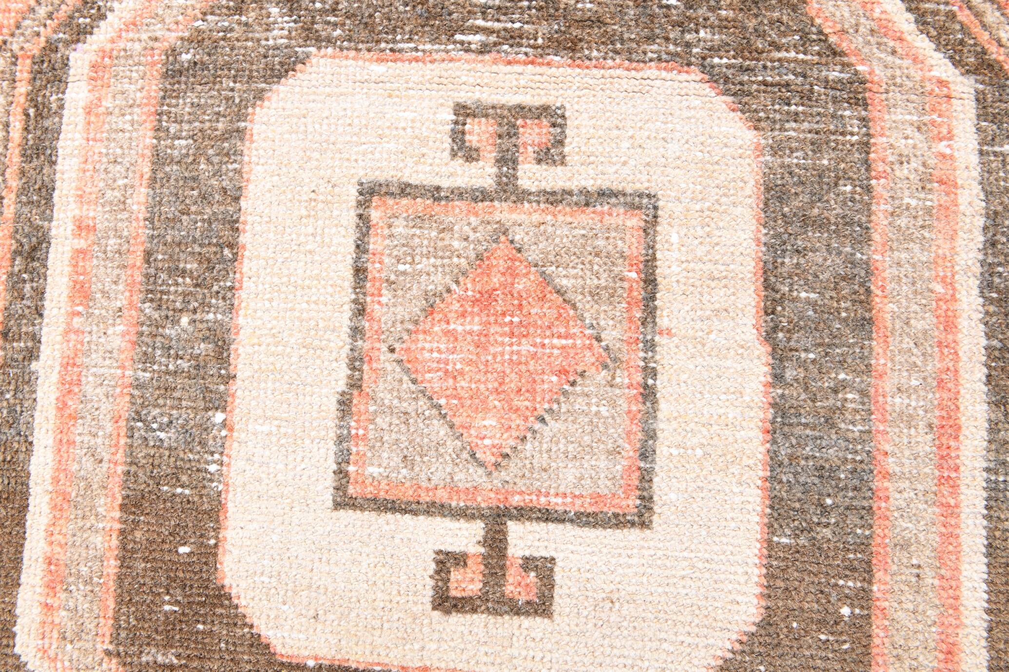 3x12 Pale Red & Brown Antique Vintage Runner Rug, 83x383Cm