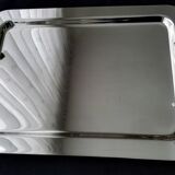 Shiny stainless steel serving platter 41.5 x 30.5 cm