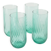 Lot de 4 verres à eau torsadés, Bleu Turquoise, 1970