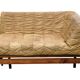 Vintage cognac brown sofa, small slatted model, 1970s