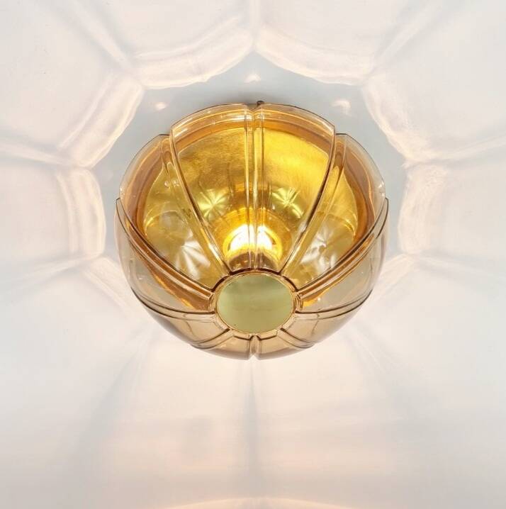 Mid century glass flush mount / ceiling light by limburg, germany, 1960s