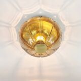 Mid century glass flush mount / ceiling light by limburg, germany, 1960s