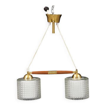 Adjustable ceiling suspension in brass and glass Anonymous Sweden 1960