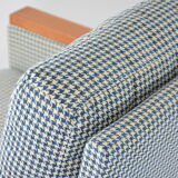 Cube armchair blue houndstooth