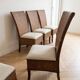 Set of 6 dining chairs in rattan and wood