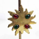 Set of 3 brass sun candle holders