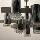 Italian Large Midcentury Chrome Chandelier 15 Lights