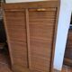 Double curtain cabinet in solid oak