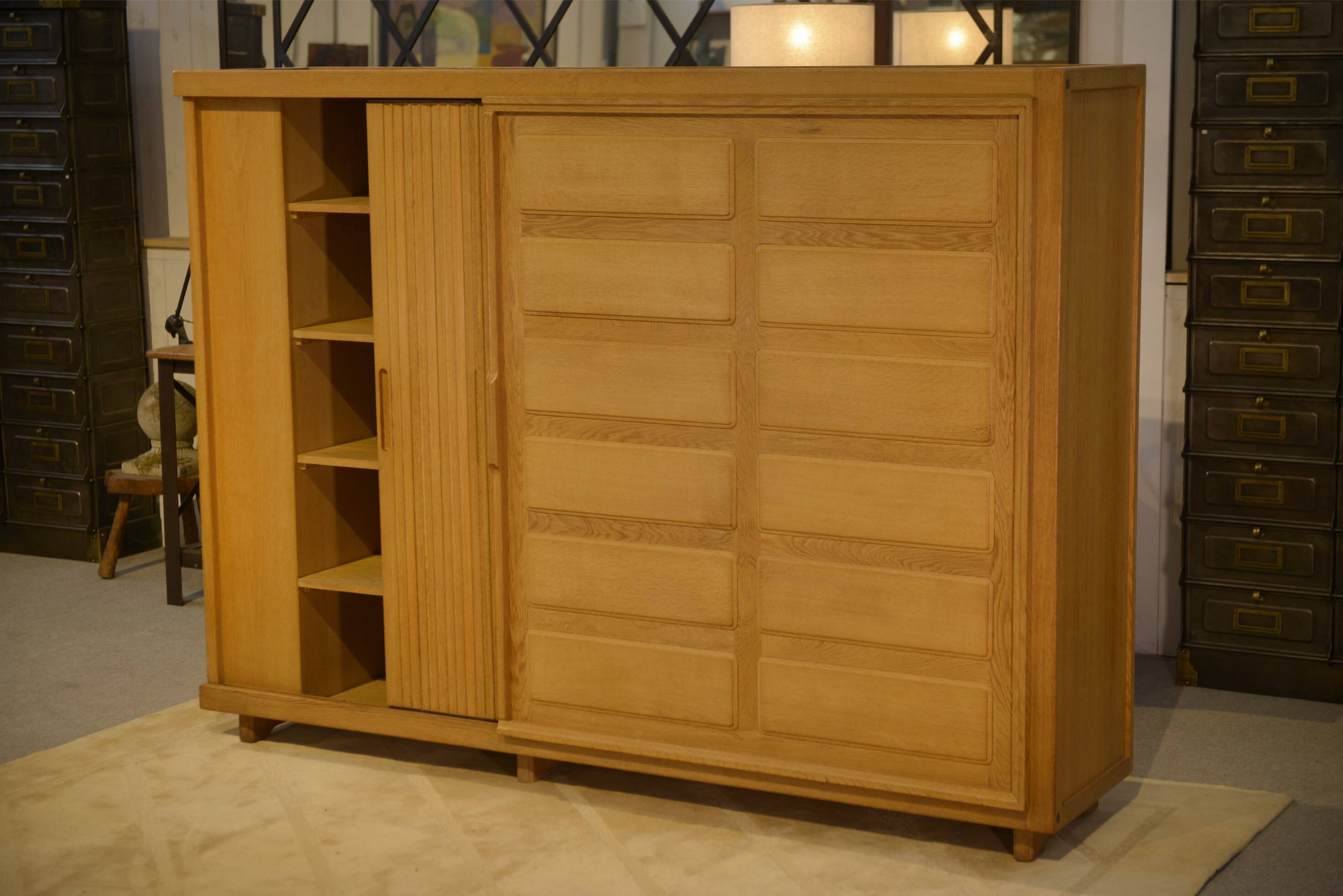 Oak wardrobe by Guillerme and Chambron 1950s