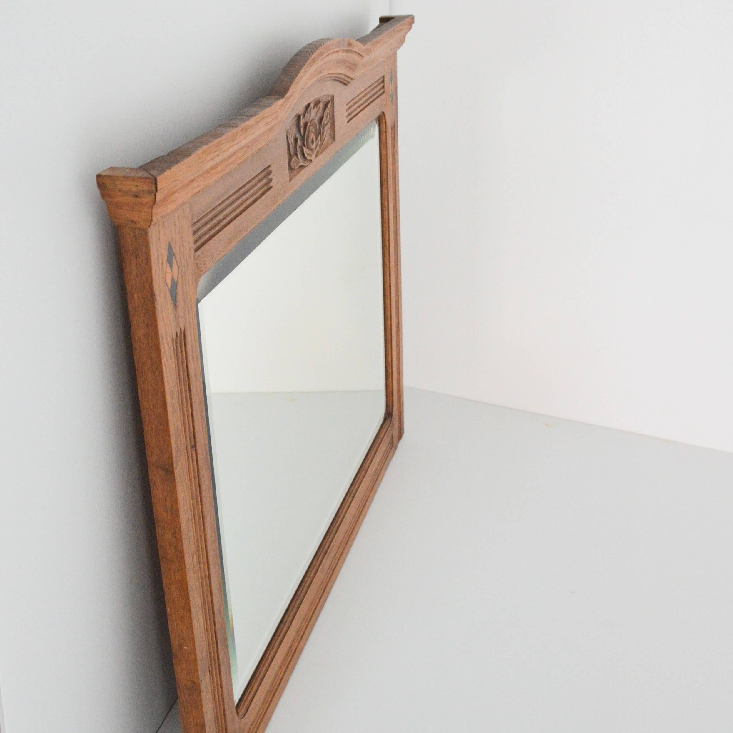 Grand miroir biseauté ancien vintage 1930