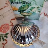 Stainless steel and glass shell butter dish